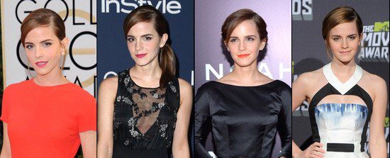 Emma Watson luce muy a menudo recogidos con raya al lado