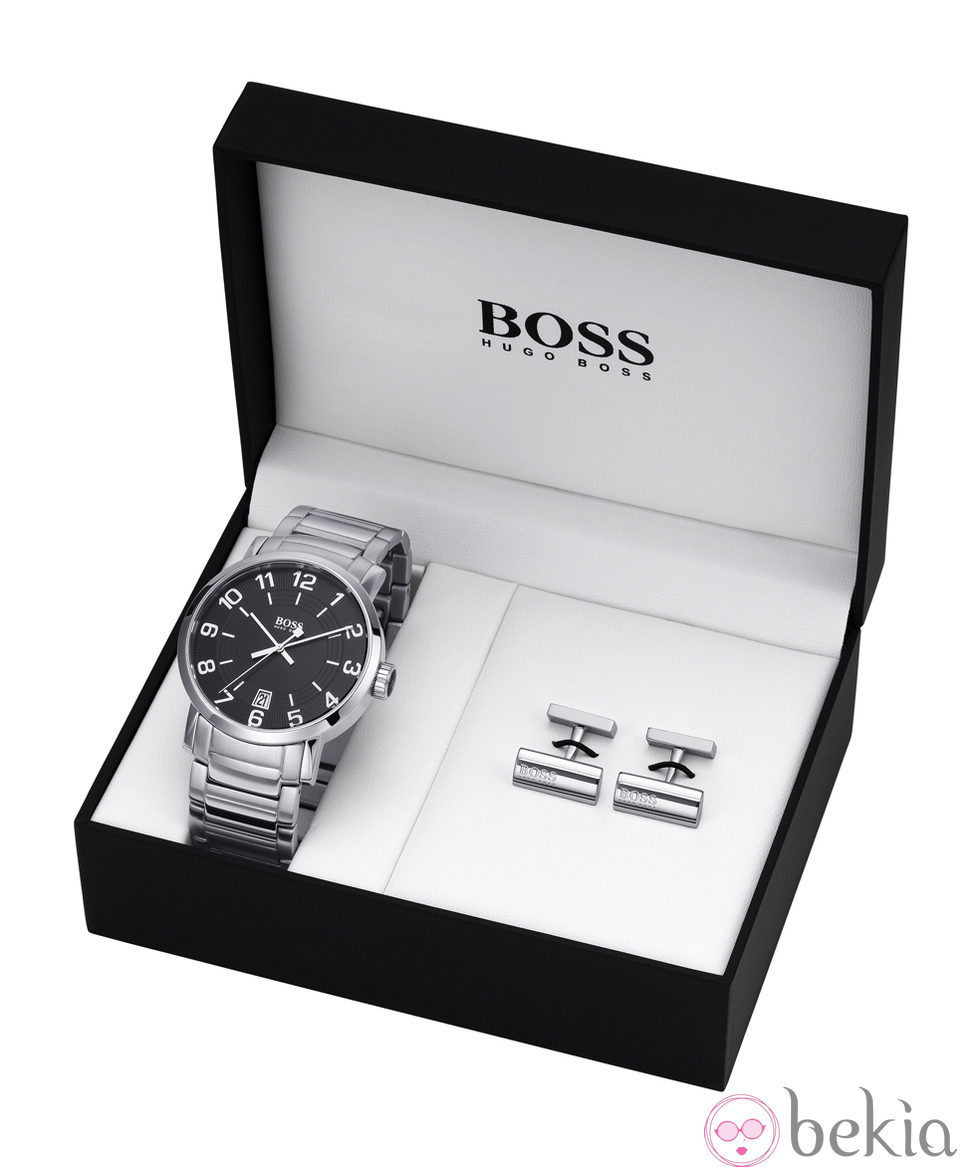 Reloj de acero de hombre y gemelos de Boss Watches