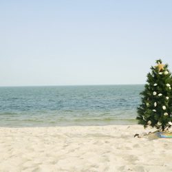 Árbol de Navidad en una playa